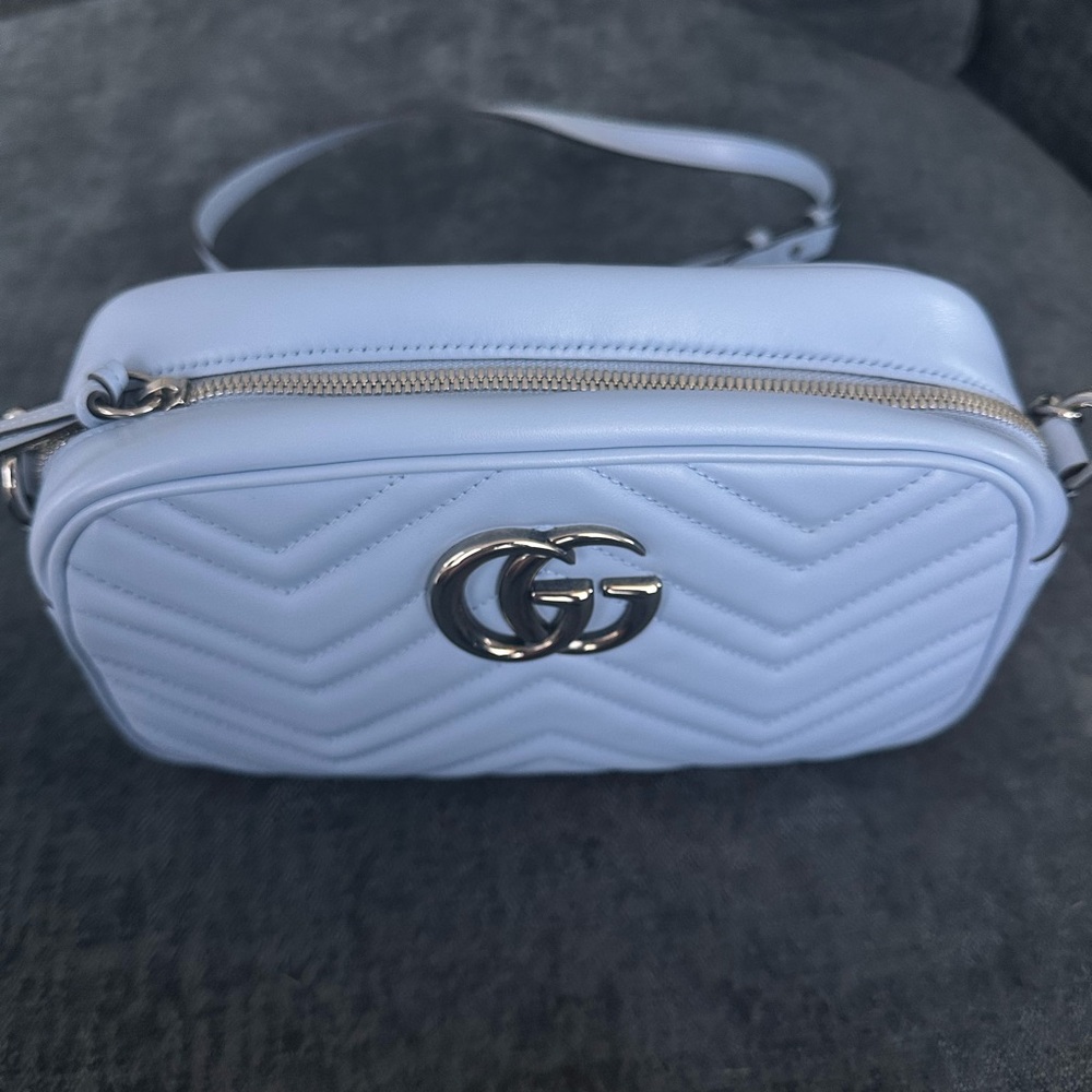Gucci Light Blue Chevron Crossbody Bag